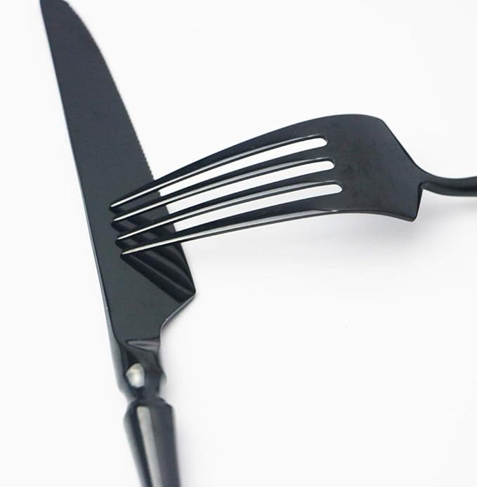 JASHII 20-piece 18/10 Stainless Steel Black Flatware/Cutlery/Tableware Set Service for 4 Person, Include Knife/Fork/Spoon, Mirror Polished (Black)