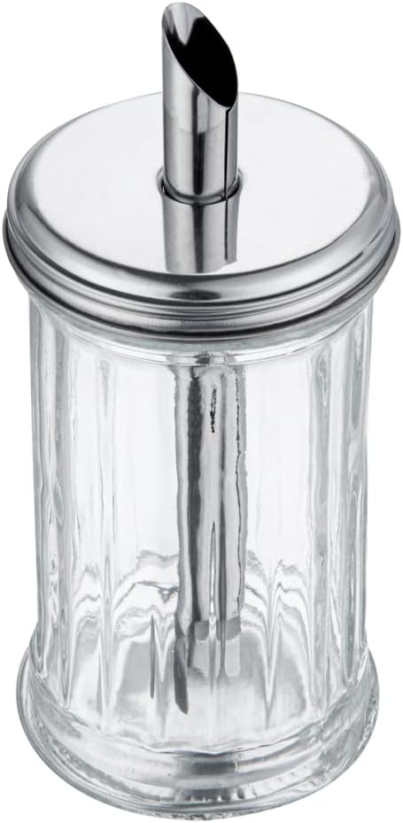 RW Base 11 oz Glass Sugar Pourer - with Flip Lid - 3" x 3" x 7" - 1 count box