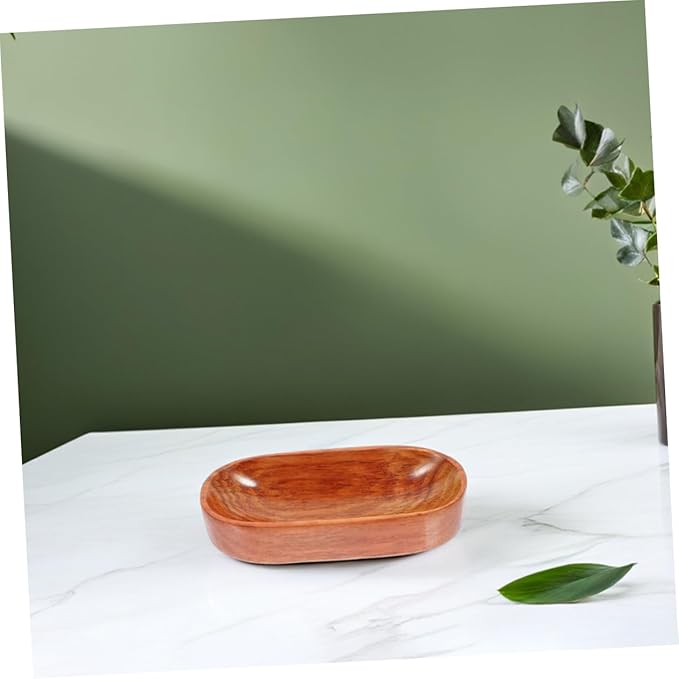 Unomor 2pcs Japanese Wooden Serving Trays Natural Wood Platter for Appetizers Snacks Fruit for Tea Towels Cozy Home Decor Deep Color