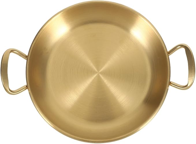 STOBAZA Elegant Stainless Steel Seafood Pot Plate Double Ear Serving Tray Perfect for Barbecue