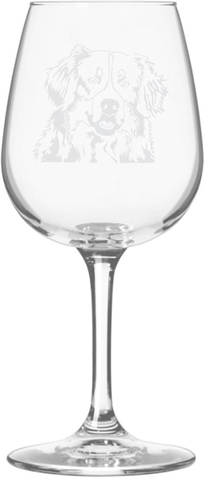 Etched Laser Art Bernese Mountain Personalized Dog Themed Etched 12.75oz Wine Glass Custom Dog Breed Wine Glasses, Ideal for Pet Lovers, Unique Birthday Gift for Men & Women, Personalized Gift