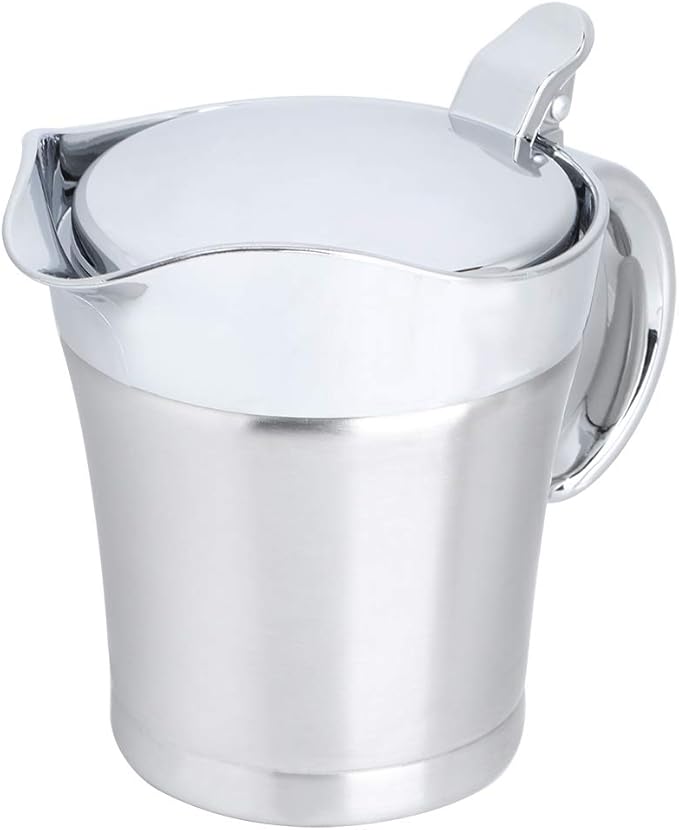 450ML Stainless Steel thermal Gravy Boat, 304 Stainless Steel Double Layer Insulation Flavor Sauce Pot Gravy Boat Serving Jug Kitchen Utensils For Tomato Sauce