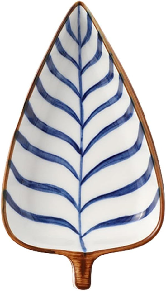 HEALLILY Ceramic Leaf Shape Snack Dish Set Mini Appetizer Plates for Dipping Sauce Hand-Painted Glazed Finish for Serving Seasonings and Snacks for Parties and Gatherings