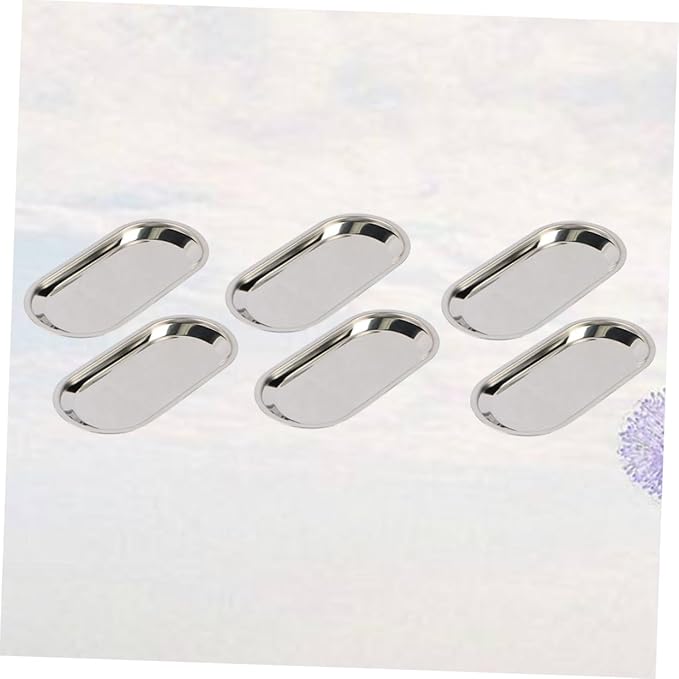 6pcs Stainless Steel Snack Tray Elegant Silver Dessert Plates for Banquets Parties and Restaurants for Serving Cakes Cookies Fruits and Snacks
