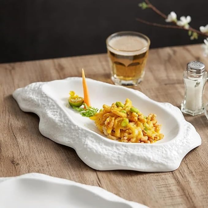 Appetizer Plates Hotel Creative Ceramic White Oyster Plate Commercial Restaurant Dessert Plate Home Cheap Plates(A)
