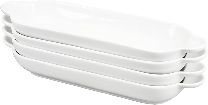 Ceramics Olive Plate, Olive cookies Tray - Large, Chip Resistant, White Porcelain Olive Canoe, Dishwasher Safe, For Snacks, Condiments, Appetizers11.2 Inch