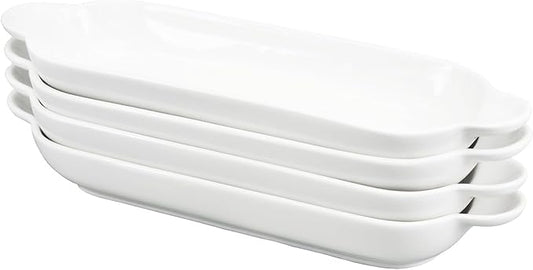 Ceramics Olive Plate, Olive cookies Tray - Large, Chip Resistant, White Porcelain Olive Canoe, Dishwasher Safe, For Snacks, Condiments, Appetizers11.2 Inch