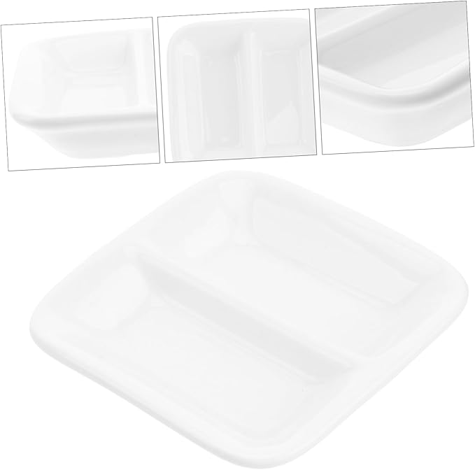 LIFKOME 2pcs Pure White Ceramic Snack Plate Condiment Plate Sauce Dishes Serving Tray Lid for Appetizers Birds Pets Charcuterie