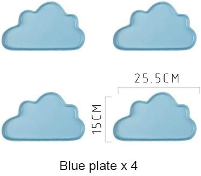 Dinner plate2 PCS 4 PCS Ceramic Color Clouds Plate Porcelain Rain Tray Matt Smooth Plates Cute-blue cloud4Big