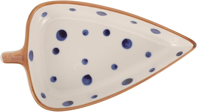 GARVALON Ceramic Leaf-shaped Sauce Dish for Dipping Hand-painted Appetizer Serving Plate for Home and Restaurant Use for Snacks Salads and Desserts