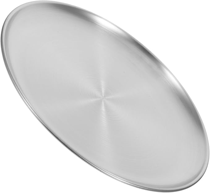 ABOOFAN 1pc Round Stainless Steel Serving Tray Food Platter for Fruits and Cakes Matte Finish for Home Restaurant and Party Use