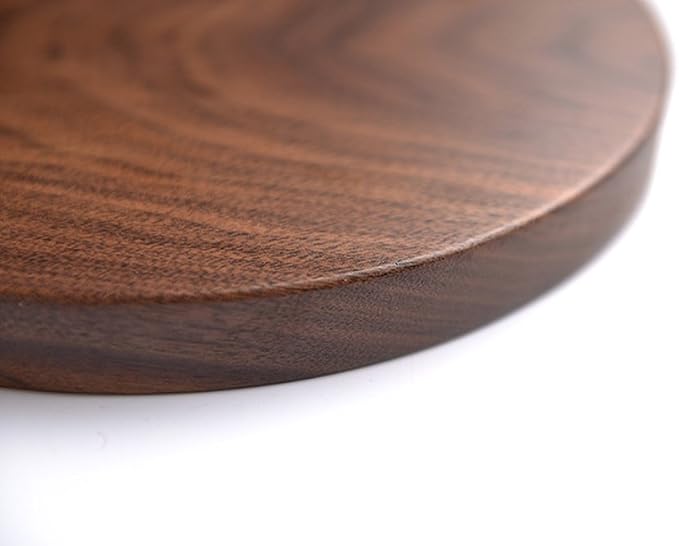 Winterworm Rustic Walnut Wooden Tray Solid Wood Serving Tray Square Rectangle Platter Tea Tray Coffee Table Tray (Round (9x9x0.9 inch))
