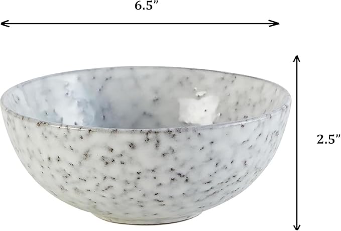 47th & Main Set of 4 Glazed Ceramic Bowls, 6.5" Diameter x 2.5" Tall, Speckled