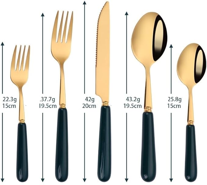 Stainless Steel Flatware serving set,Home Kitchen Eating Tableware Set,Dishwasher Safe,For Home Kitchen Restaurant Hote 5/20/30 Piece Ceramic Handle Stainless Steel Knife, Fork And Spoon Set Western S