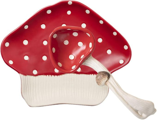 OUNONA Mushroom Ceramic Plate Salad Serving Bowl Design Multi-function Kitchen Supplies