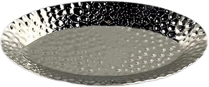 Mini Serving Platter Stainless Steel Serving Tray Hammered Ship Shaped 7.1 x 4 Inch Small Dessert Plates Coffee Table Tray Decorative Plates for Kitchen Party Silver