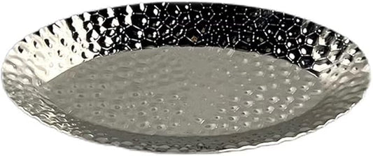 Mini Serving Platter Stainless Steel Serving Tray Hammered Ship Shaped 7.1 x 4 Inch Small Dessert Plates Coffee Table Tray Decorative Plates for Kitchen Party Silver