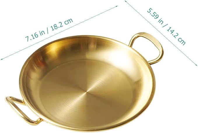 Ciieeo Stainless Steel Seafood Pot with Double Handles 7.16X5.59 Inch Silver Serving Tray for Home Restaurant Party Divided Snack and Fried Chicken Dish
