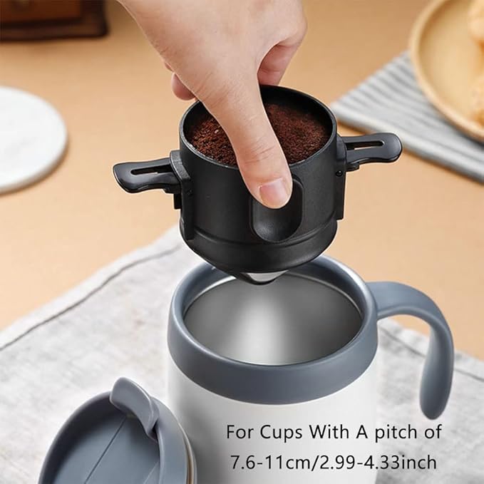TopHomer Reusable Coffee Filter Stainless Steel, Pour Over Coffee Dripper Collapsible Paperless Single Serve 1-2 Cup with Foldable Handle for Camping Traveling
