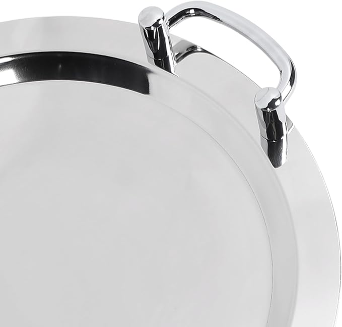 Stainless Steel Serving Tray,Mirrored Silver Tray Bright Mirror Finish Serving Tray with Handle for Hotel Restaurant Banquet Wedding - Elegant and Durable Platter (Round (Diameter 15.7in))