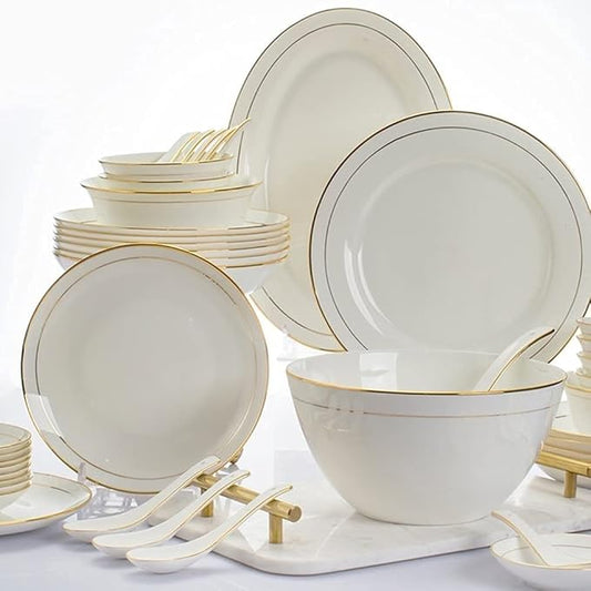 Dinnerware Sets - Luxury Gift Dishes Service Set, 32/58PCS Ceramic Dinnerware Set Bone China Tableware Dishes Plates Ceramic Combination Dinner Service Set Porcelaine Service for 10 (58 Pieces)