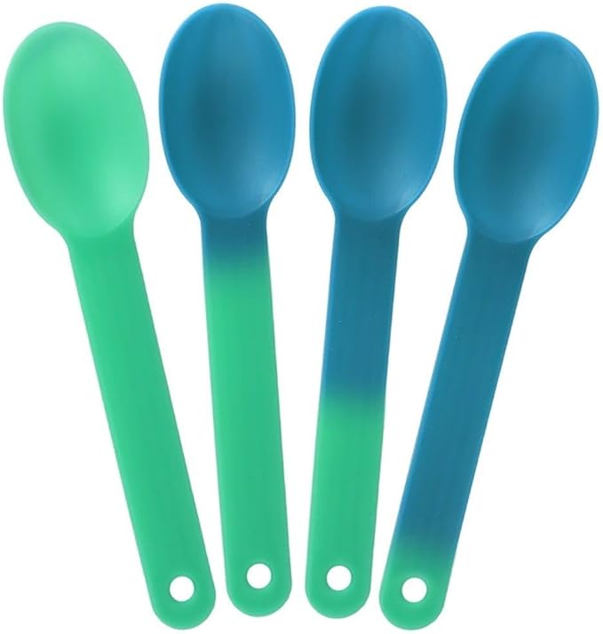 1000-Count XL Crazy Color Changing Spoons Green to Blue | Disposable Dessert Spoons for Ice Cream | Frozen Dessert Supplies