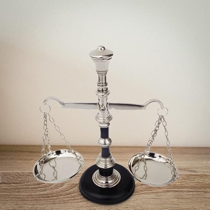Vintage Decorative Scale Tray for Ottoman Coffee Table, Large Black and Silver Wooden Serving Tray with Handles, Centerpiece Stand for Living Room, Kitchen, Bar, or Couch