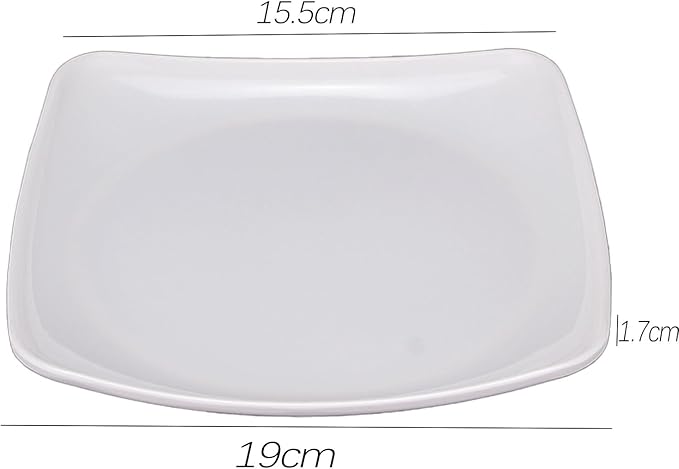 Appetizer plate, small ceramic plate, suitable for desserts, square plate, white kitchen cutlery set.(7.5in)