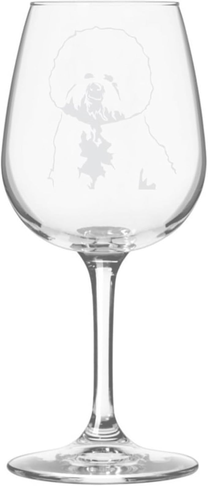 Etched Laser Art Bichon Frise Personalized Dog Themed Etched 12.75oz Wine Glass Custom Dog Breed Wine Glasses, Ideal for Pet Lovers, Unique Birthday Gift for Men & Women, Personalized Gift