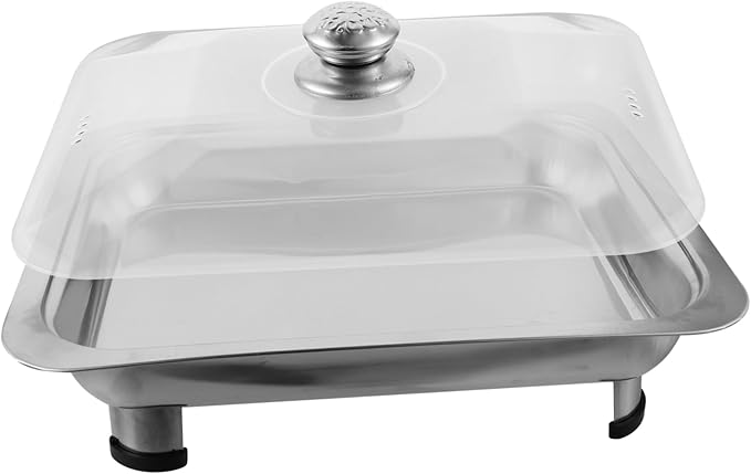 PRETYZOOM Stainless Steel Buffet Plate Serving Tray Cover Portion Control Plate for Lunch