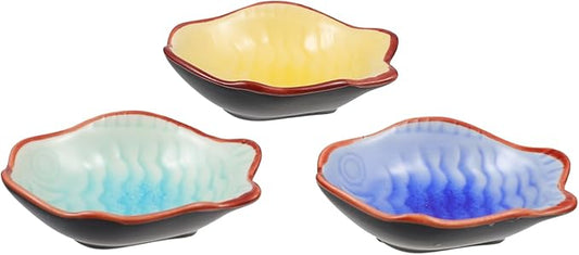 Cabilock 3pcs Ceramic Sauce Dishes Stylish Seasoning Plate for Restaurant Hotel and Home Random Style