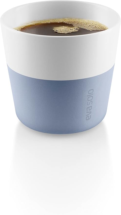 Eva Solo | 2 Lungo Tumbler Mugs | 8 oz Porcelain Coffee Cup Tumblers with Silicone-coated Grip | Dishwasher Safe | Danish Design, Functionality & Quality | Blue sky