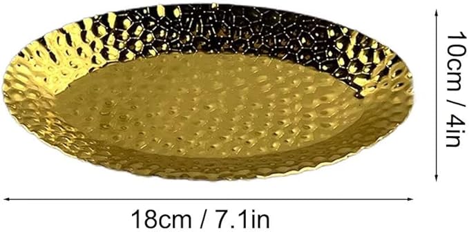 Mini Serving Platter Stainless Steel Serving Tray Hammered Ship Shaped 7.1 x 4 Inch Small Dessert Plates Coffee Table Tray Decorative Plates for Kitchen Party Gold
