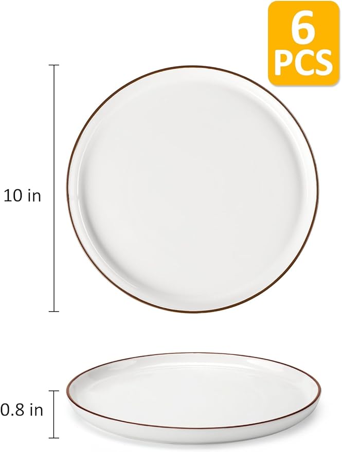 Yedio Dinner Plates, 10 Inch Porcelain Plates Set of 6, Serving Dishes, Large Dining Plates for Steak, Pasta, Pasta, Dinner, Dessert, Microwave Dishwasher Safe, Assorted Colors