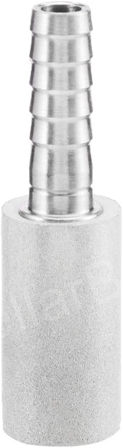 JoyTube 0.5 Micron Diffusion Stone 1/4" Barb Stainless Steel Aeration Stone Carbonater Stone with 3.3 Ft Silicon Hose Tubing 1 Pcs Beer Clamp for Homebrew Wine Beer