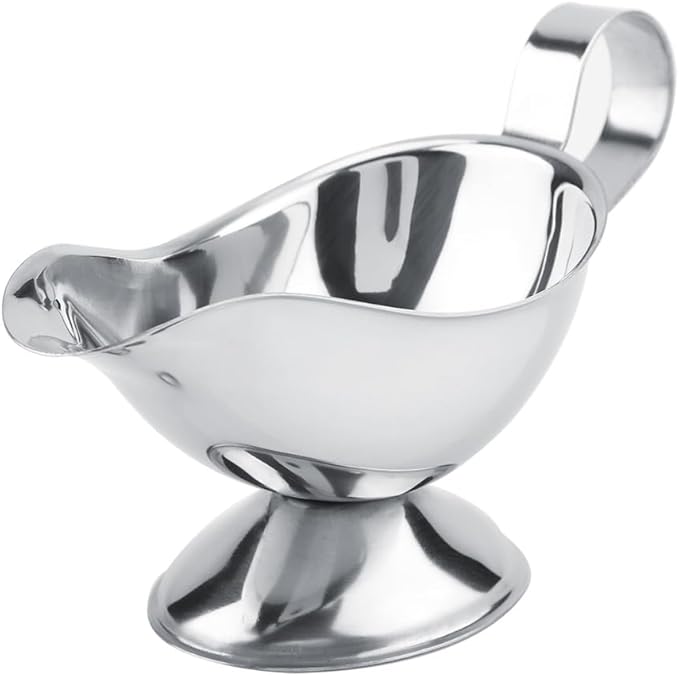 Gravy Boat, Mini Sauce Jug Stainless Steel Gravy Boat with Handle Sauce Cup with Dripless Lip Spout for Gravy Sauces Salad Dressings Cream(10oz)