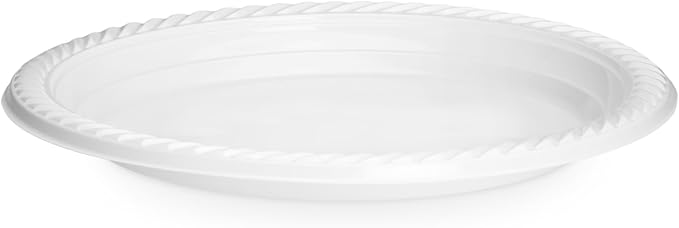 Basix 9 inch Plastic Plates Microwave Safe 100 Count, White