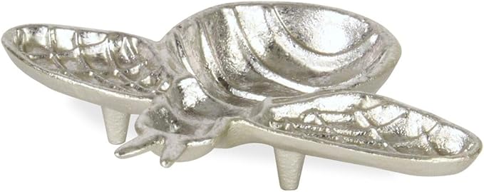8" Silver Cast Iron Bumble Bee Trinket Tray