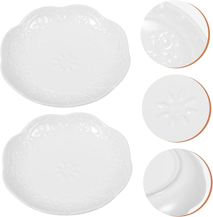 2pcs Ceramic Sauce Dish Flower Butterfly Embossed Dipping Bowls Versatile Appetizer Plates for Condiments Fruits Nuts and Snacks for Home and Parties