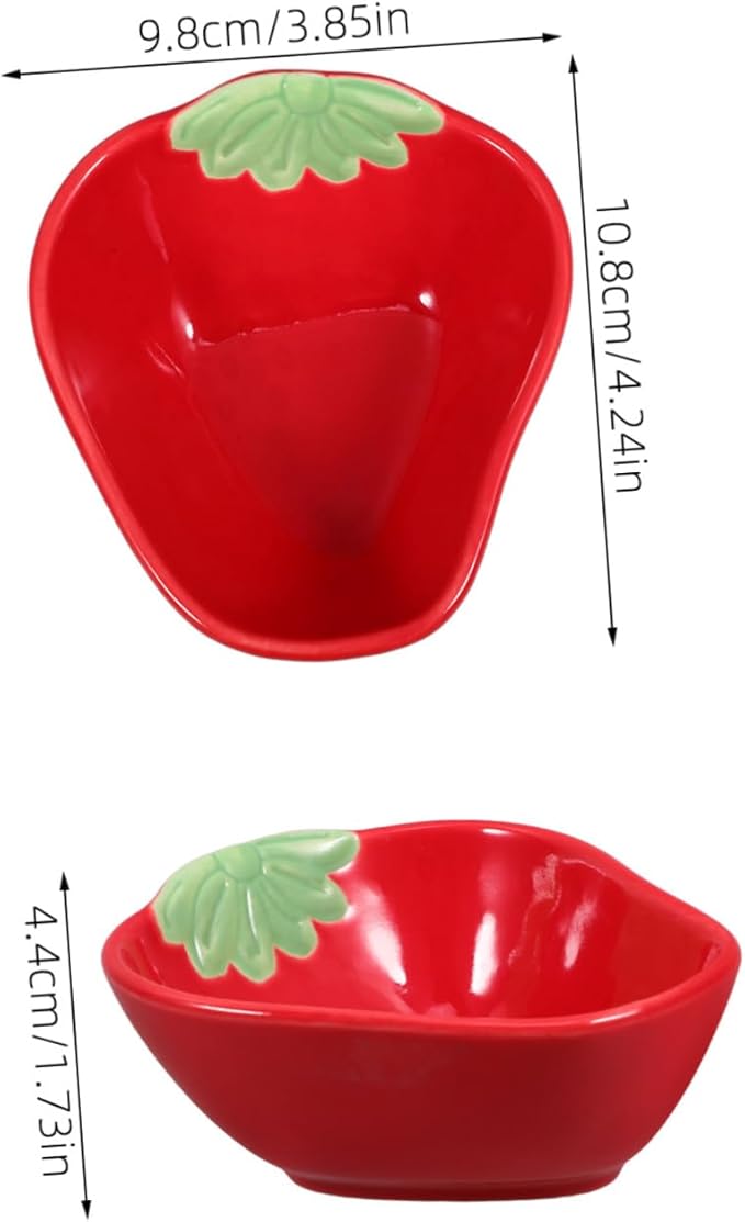 LIFKOME Ceramic Dipping Sauce Plate Multi-functional Appetizer Dish for Sauces Snacks and Seasonings Lightweight and Stylish Strawberry Bowl for Food Presentation