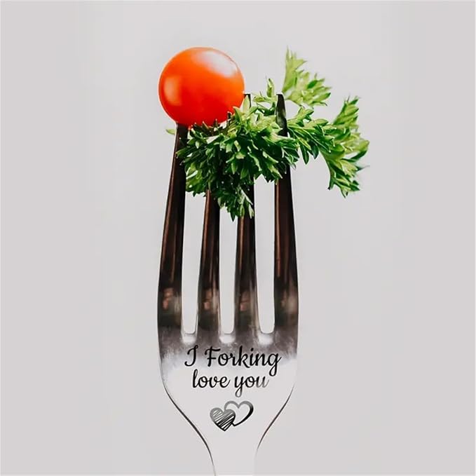 Engraved Ice Cream Spoon Gifts for Couple on Anniversary, 2 Pcs Personalized Coffee Spoon Stainless Steel, Couple Gifts for Him and Her on Valentines Day (Forks, i Forking Love You)