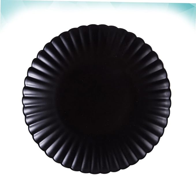 ABOOFAN Chrysanthemum Ceramics Plate Elegant Black Snack Dish for Serving Desserts Sushi and Fruits Matte Finish Dinnerware for Home and Kitchen Use