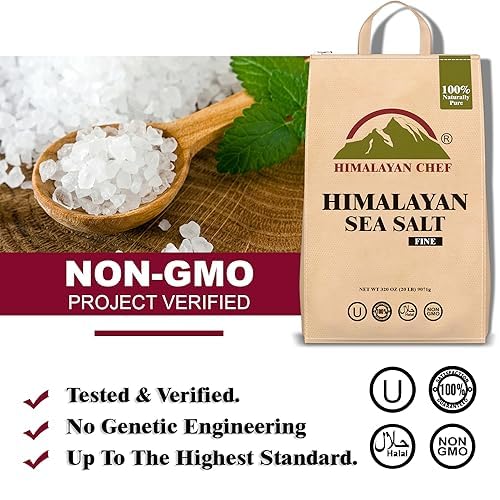 Himalayan Chef Sea Salt Coarse Grain, 5 lb Bag - Pure, Natural, Kosher, Non-GMO, Mineral-Rich, for Cooking, Seasoning, Baking, Grinder Refills