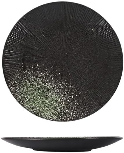 Dessert Plates 1pcs 8/10 Inch Ceramic Plate Simple Round Home Creative Steak Plates Spaghetti Line Flat Dishes Western Restaurant Tableware Dinner Tableware(B,Large)
