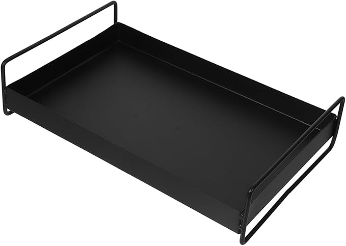Mobestech Metal Serving Tray with Handles Decorative Tray for Coffee Table Snack Storage Holder Food Serving Platter Suitable for Fruits and Beverages