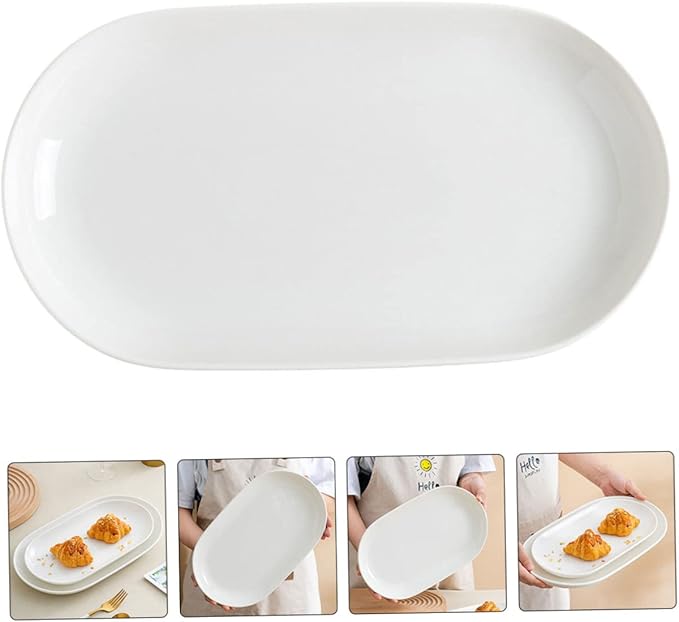 Elegant Oval Fish Steaming Plates Ceramic Dessert Plate Food Server Mora Ceramics Dinner for Entertaining