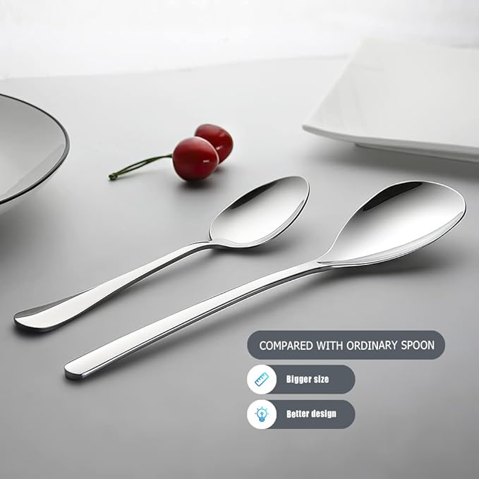 6-Piece Slotted & Solid Serving Spoons Set, 9.4 Inch Stainless Steel Perforated Serving Spoons for Vegetables, Salad, Pasta, 3 Tablespoons, 3 Slotted Spoons