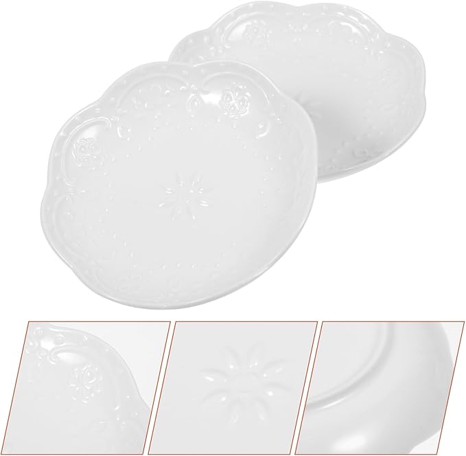 2pcs Ceramic Appetizer Plates Small Multipurpose Sauce Dishes for Soy Sauce Oil Seasonings Compact Porcelain Side Serving Bowls for Snacks Cheese Fruit Bread