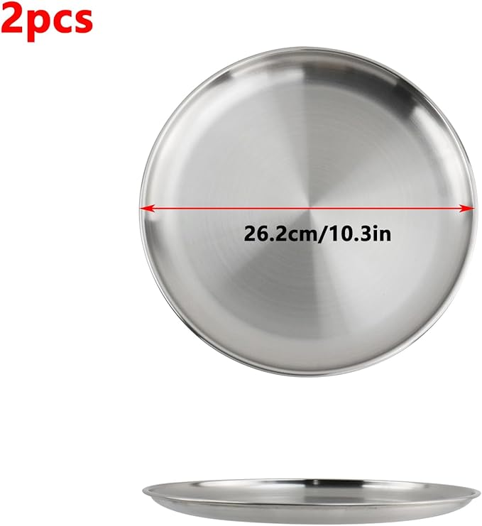 Antrader Silver Stainless Steel Tray,Metal Serving Tray Metal Platter for Bathroom/Bedroom/Kitchen,10.3 inch/26.2cm (2Pcs)