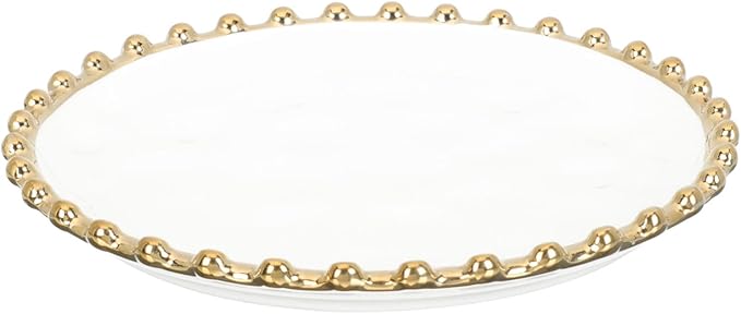 Ceramic Plate Gold Rim Decorative Dinnerware Suitable for Western Food Pasta Steak Pizza Salad Bread